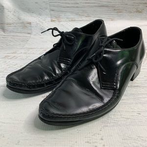 Vintage DKNY Oxford Dress Shoes Wms 9.5 Leather upper & soles Black lace up